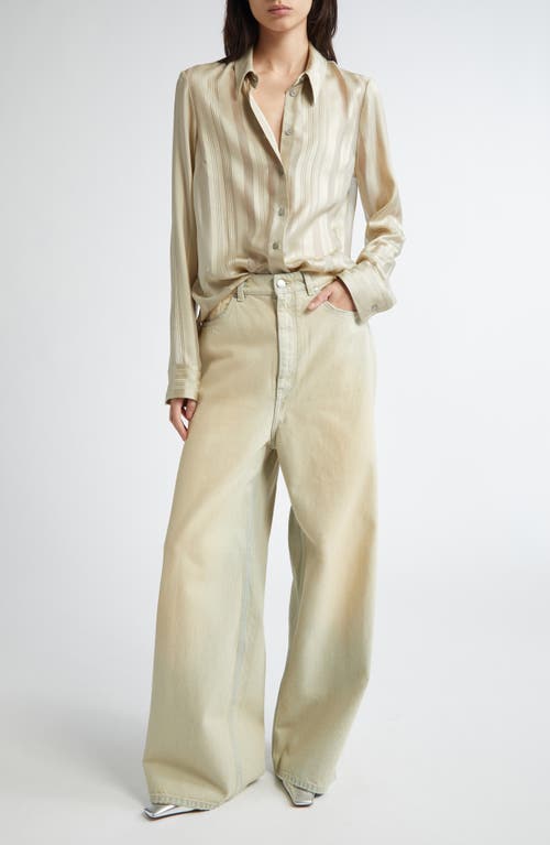 Shop Stella Mccartney Overdyed Distressed Wide Leg Jeans In Sand Denim Overdyed