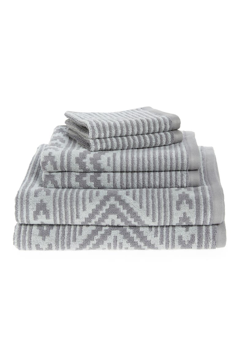 Ganado Stripe 6-Piece Towel Set, Main, color, GLACIER