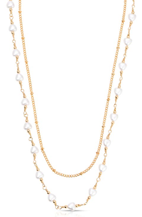 Faux Pearl Double Layer Necklace