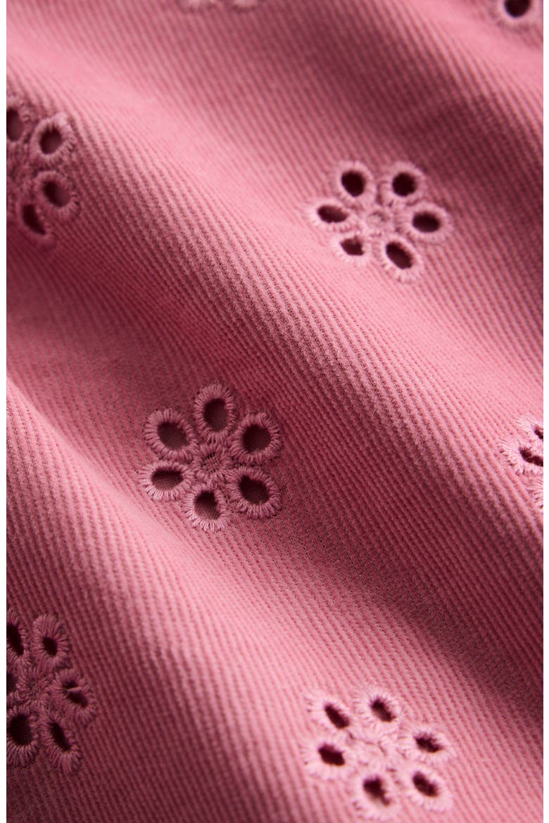 Kids' Floral Eyelet Long Sleeve Cotton Corduroy Dress, Alternate, color, PINK HAZE