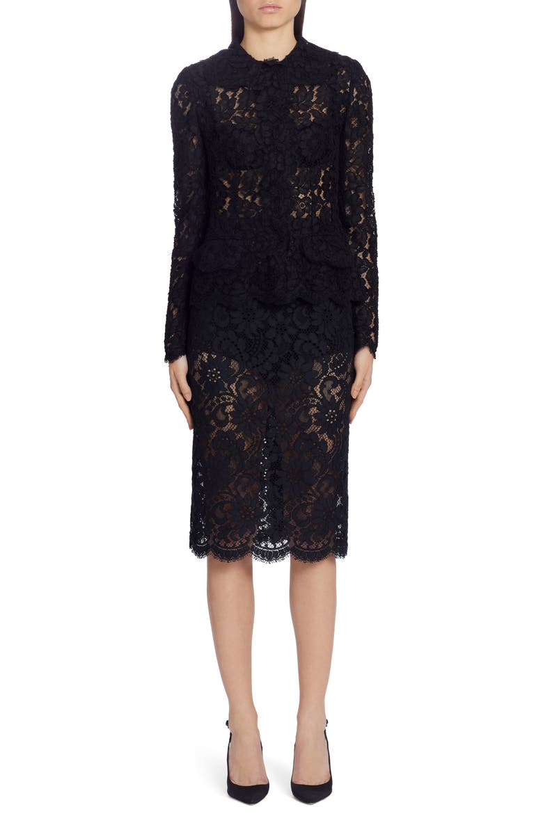 Lace Pencil Skirt, Alternate, color, BLACK