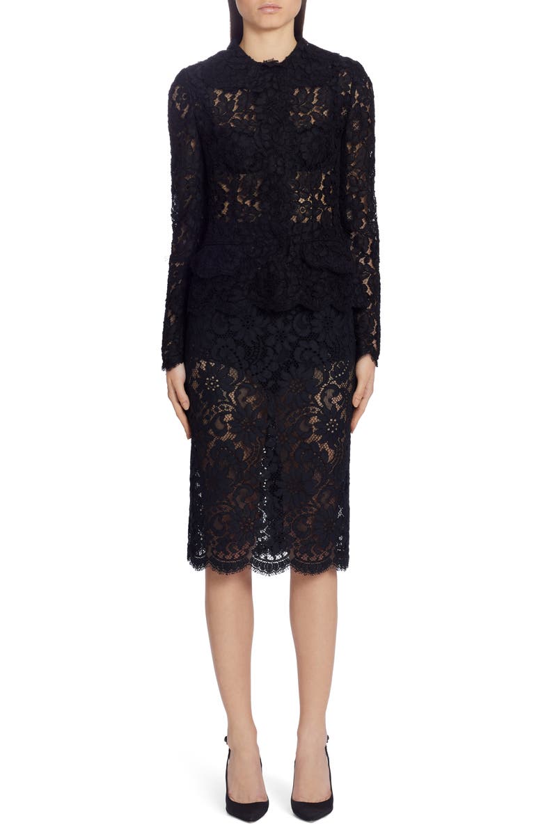 Dolce&Gabbana Lace Pencil Skirt, Alternate, color, 