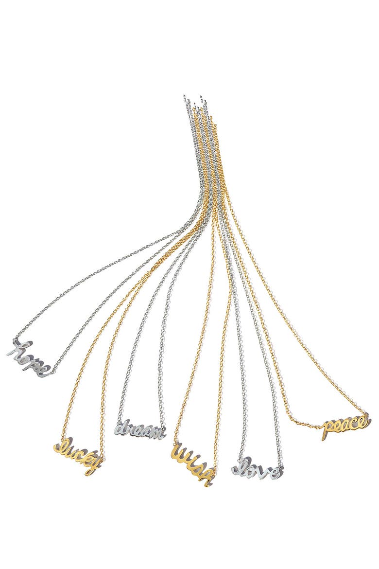'Messages - Love' Script Pendant Necklace (Nordstrom Exclusive), Alternate, color, LOVE- GOLD
