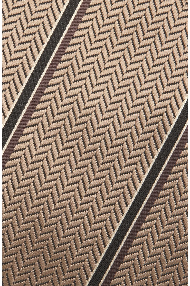 Stripe Herringbone Mulberry Silk Tie, Alternate, color, BEIGE