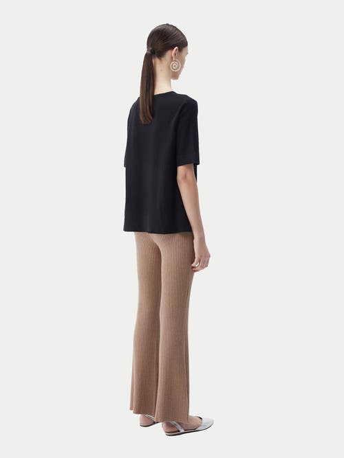 Gobi Mongolian Cashmere Box-cut Cotton Silk Cashmere Blend T-shirt In Black