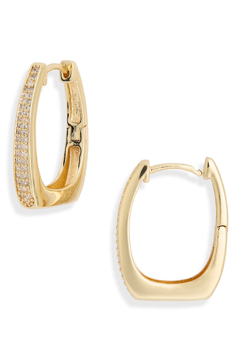 Demi Fine Cubic Zirconia Hoop Earrings, Main, color, CLEAR- GOLD