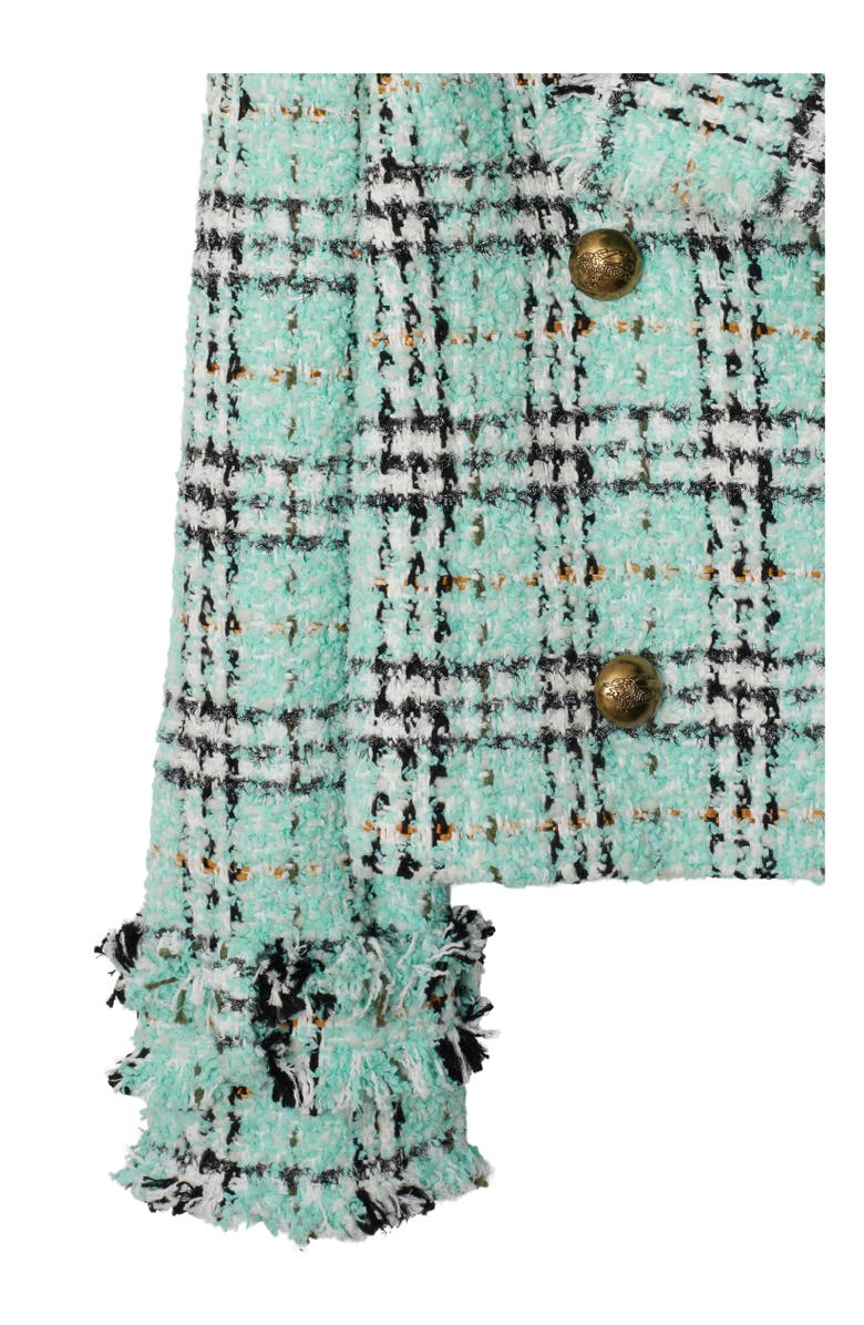 Burberry Check Bouclé Jacket, Alternate, color, Surf