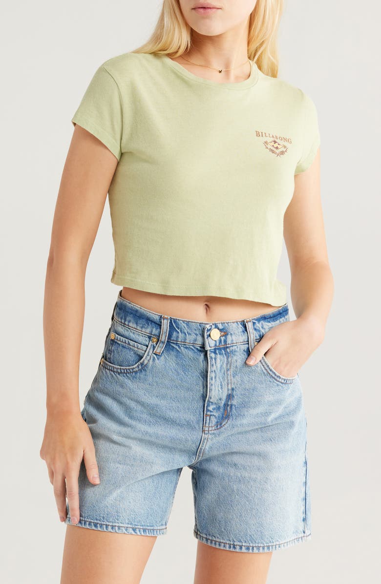 Billabong The Original Vibes Cotton Crop Graphic T-Shirt, Main, color, Pistachio