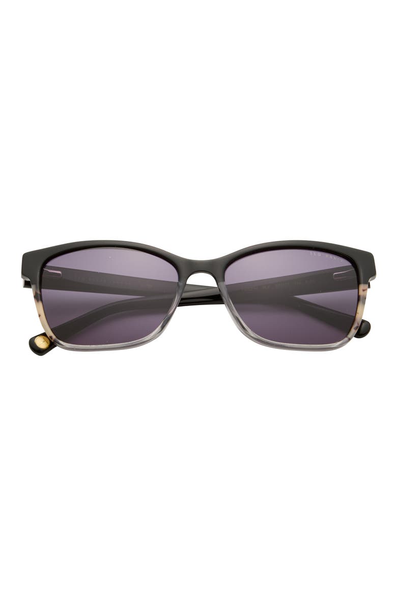 57mm Rectangular Sunglasses, Main, color, BLACK
