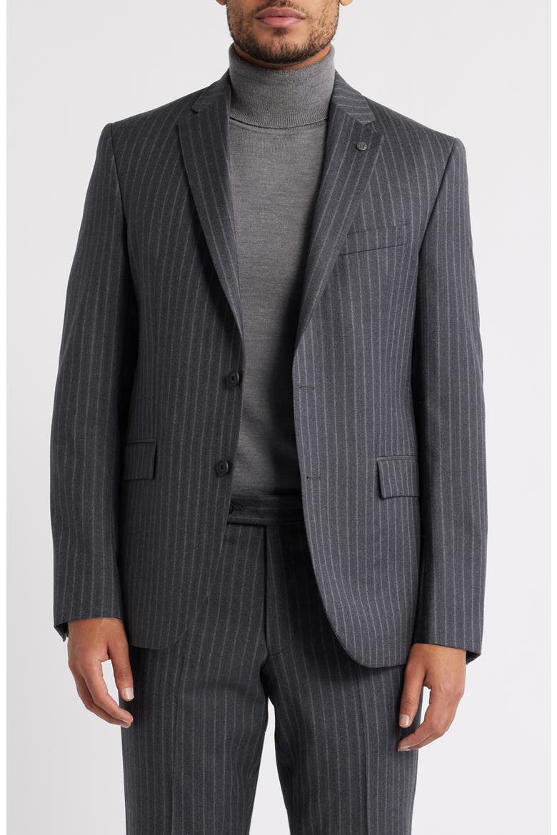 Ross Slim Fit Striped Wool Suit, Alternate, color, CHARCOAL