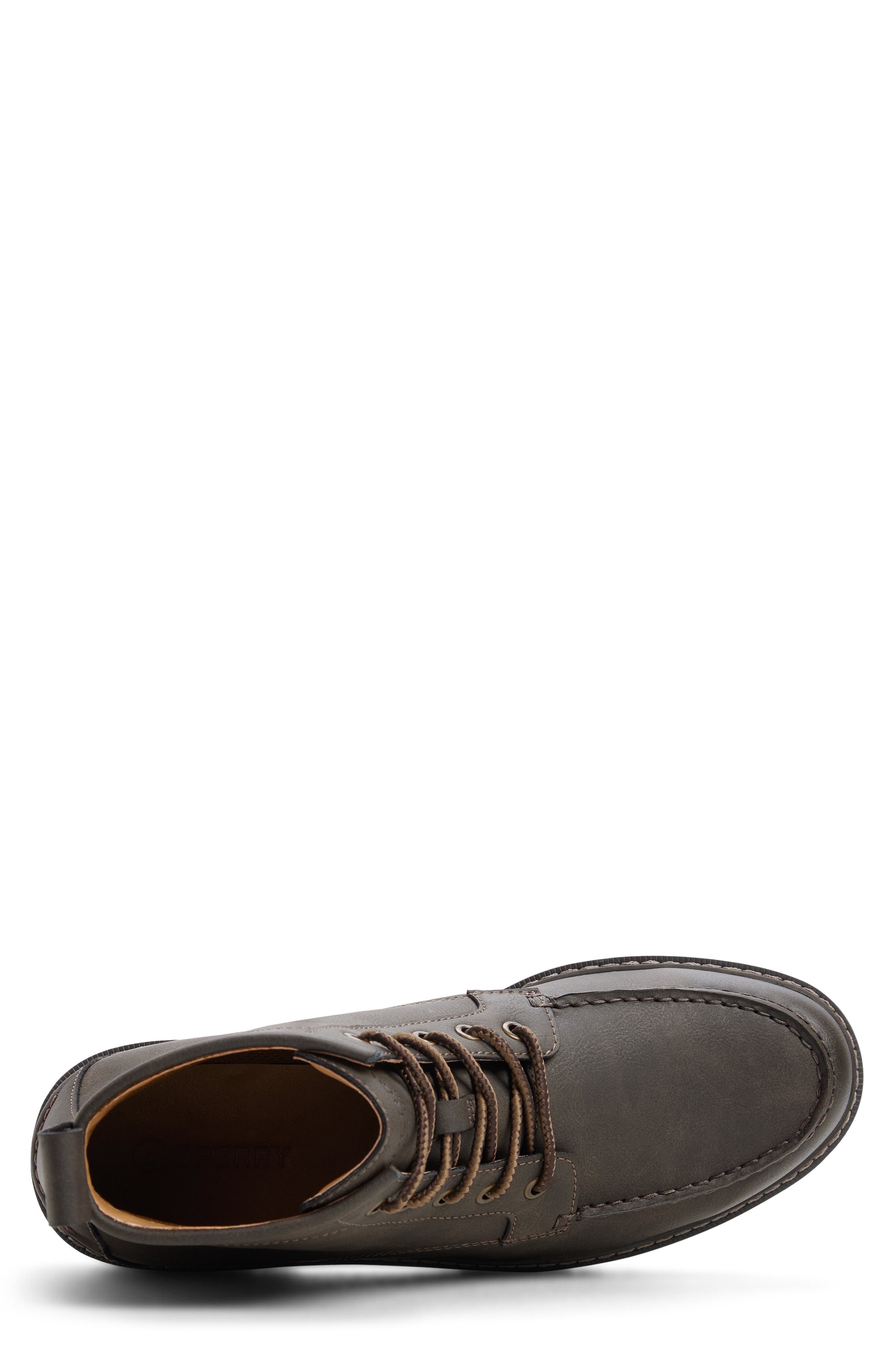 Heritage Lug Faux Leather Moc Toe Boot, Alternate, color, DEMITASSE SYNTHETIC SMOOTH