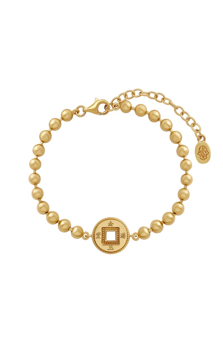 Karma and Luck Radiant Fortune Gold Lucky Coin Bracelet, Main, color, Gold