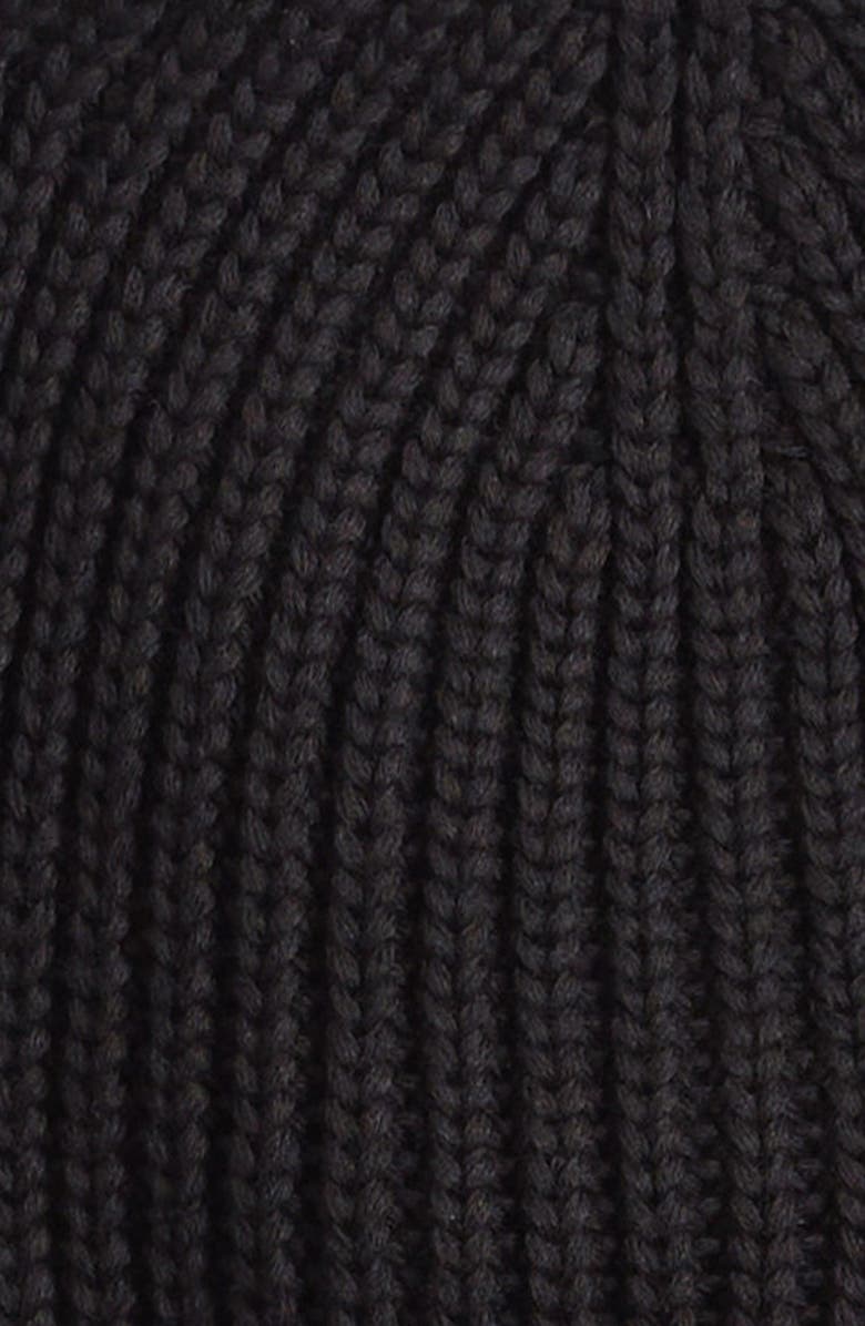 Moncler Logo Cotton Rib Beanie, Alternate, color, Black