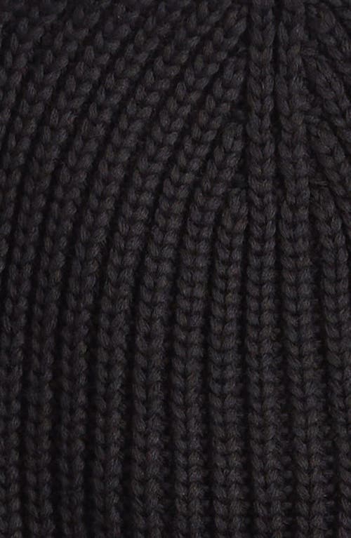 Shop Moncler Logo Cotton Rib Beanie In Black