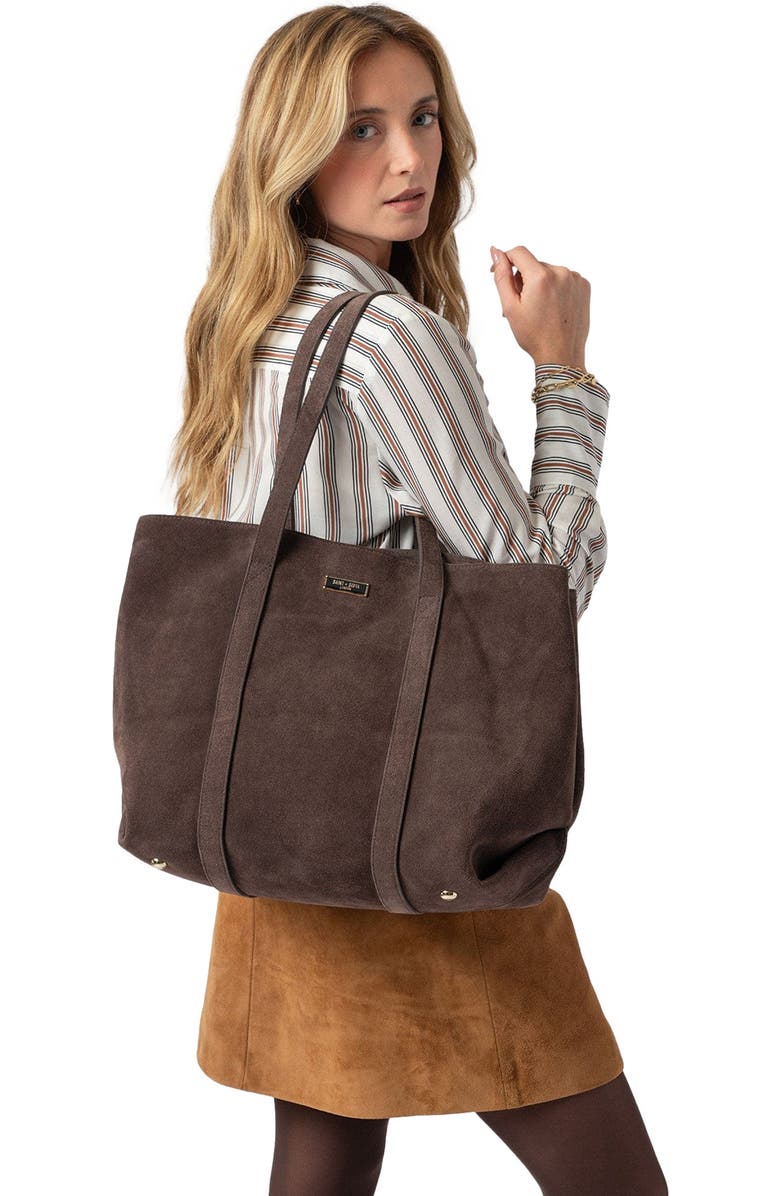 Saint + Sofia Kara Shopper Bag, Alternate, color, Brown