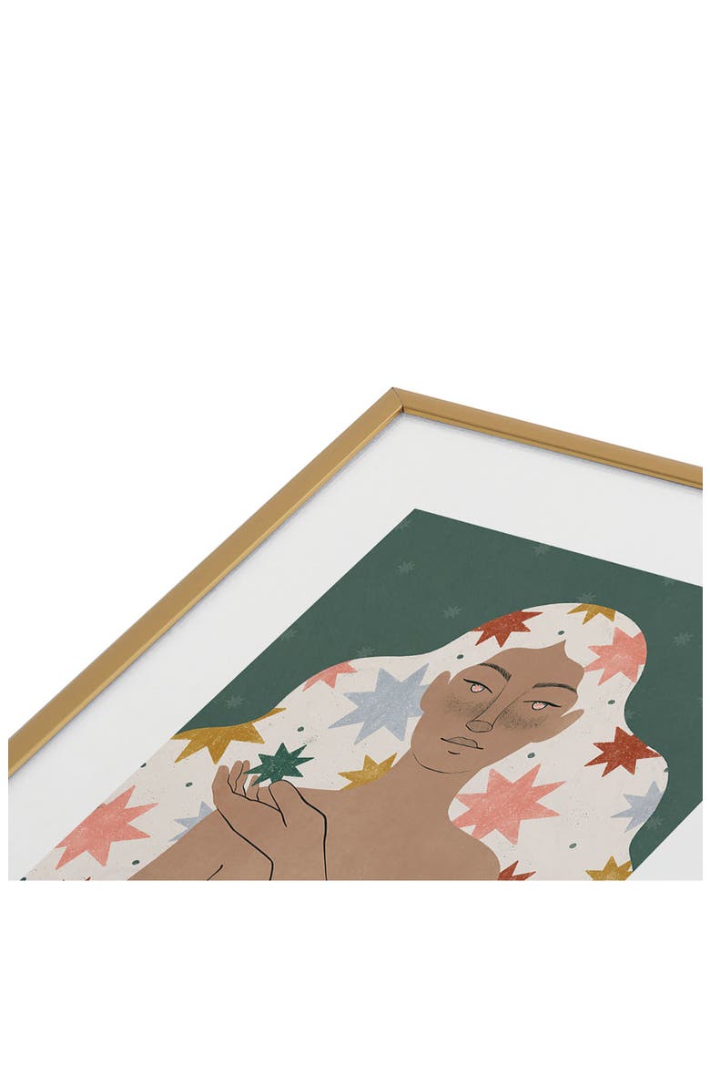 Star Girl Framed Art Print, Alternate, color, GOLDEN TONES