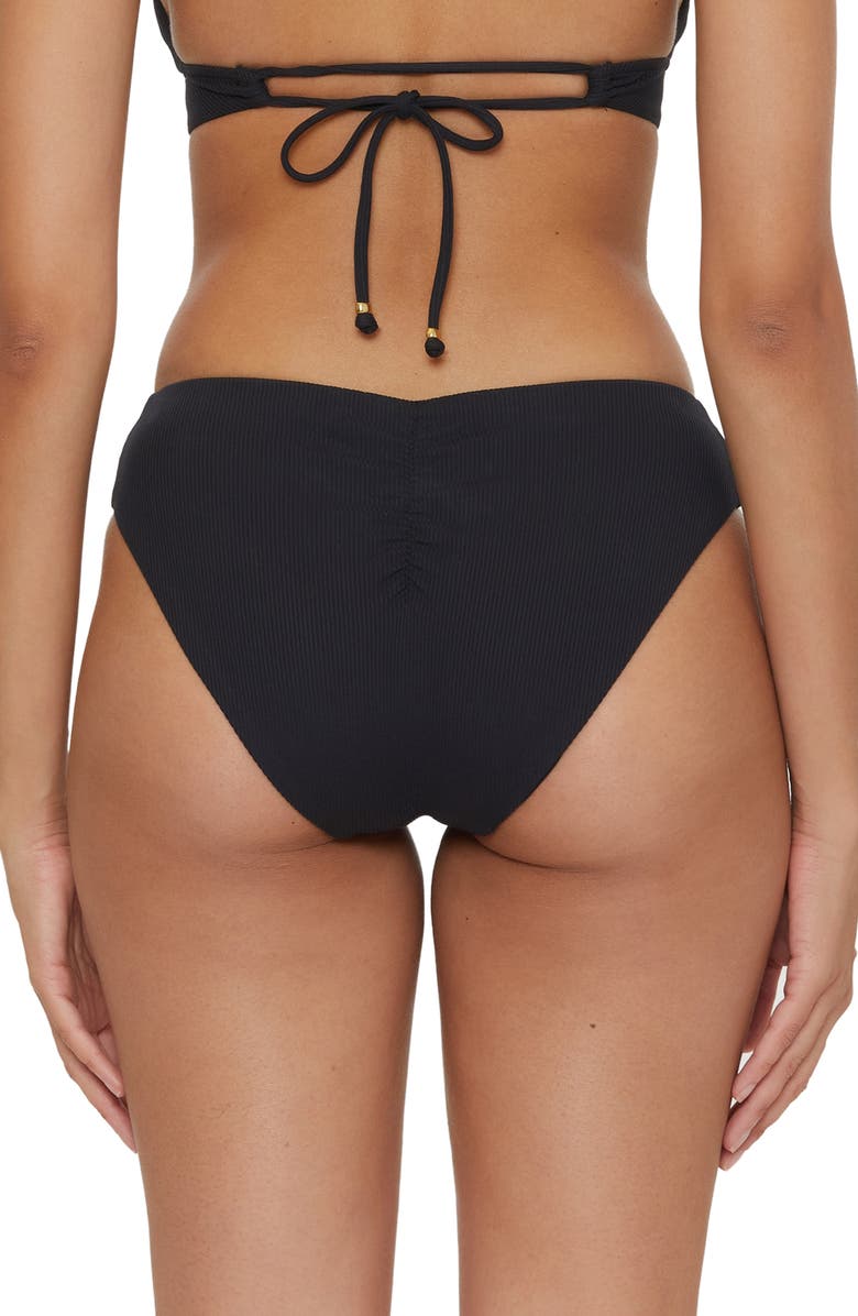 Becca Modern Edge Ribbed Hipster Bikini Bottoms, Alternate, color, Black