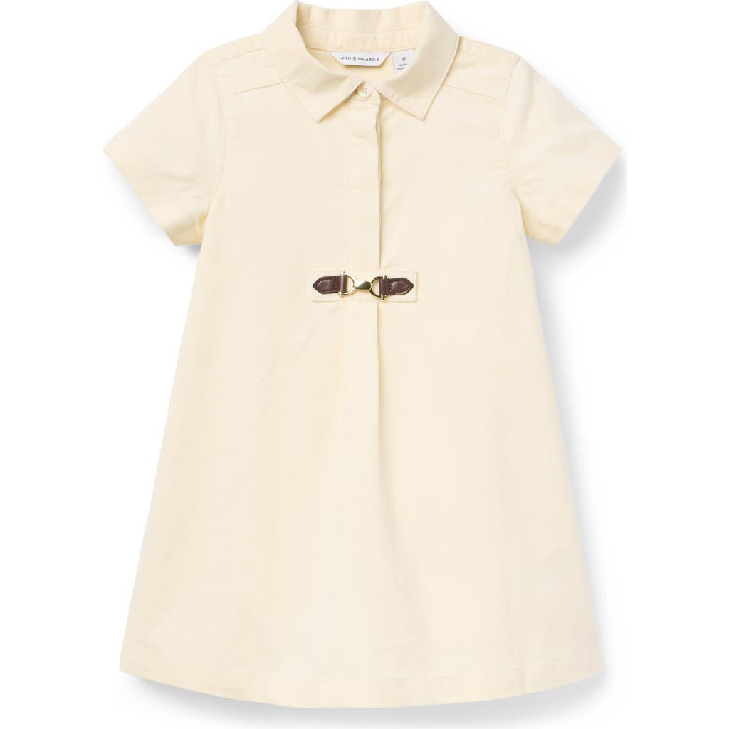 Janie And Jack The Corduroy Bridle Bit Dress In White