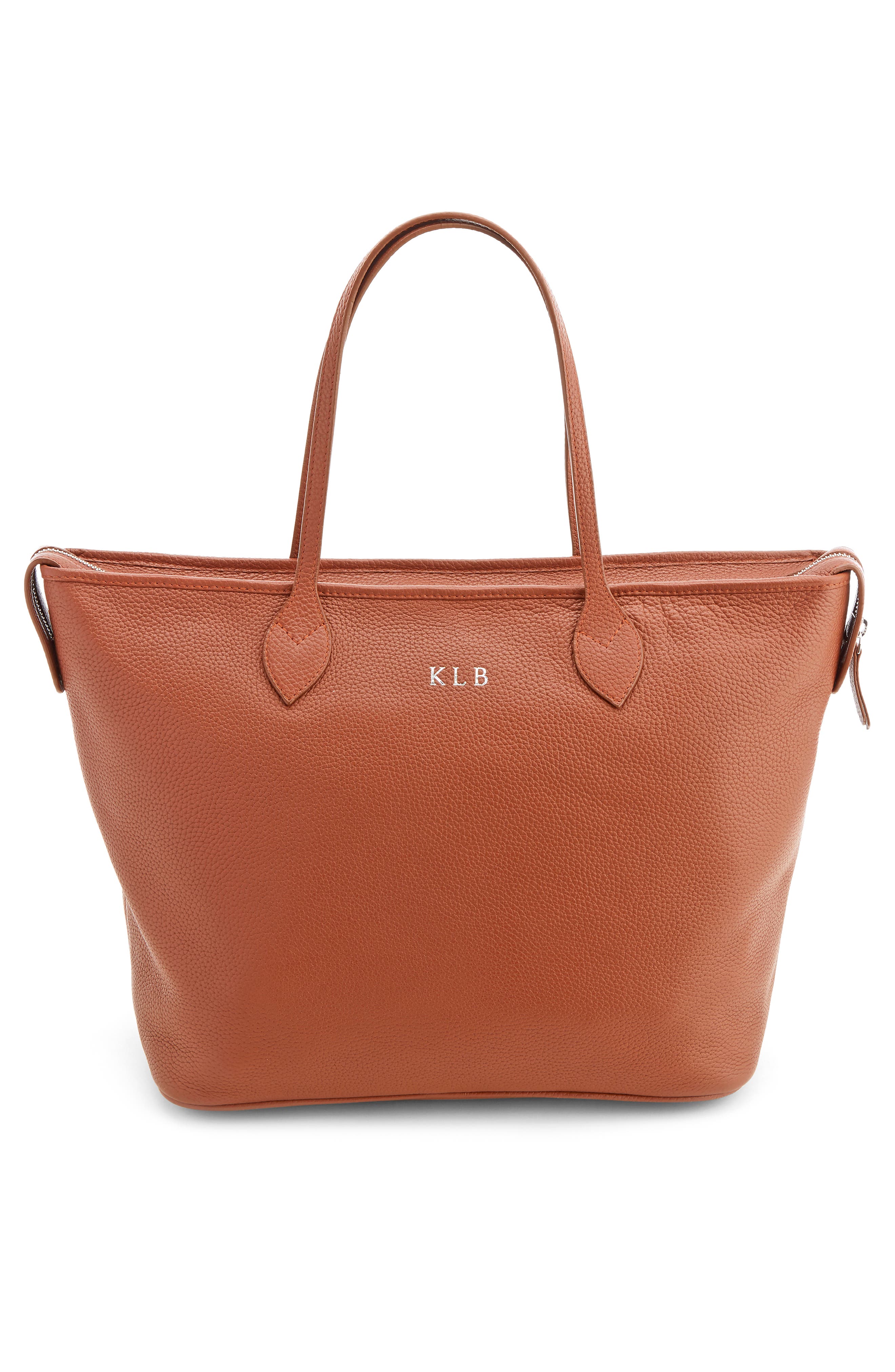 Personalized Leather Tote with Wristlet, Alternate, color, TAN - DEBOSS