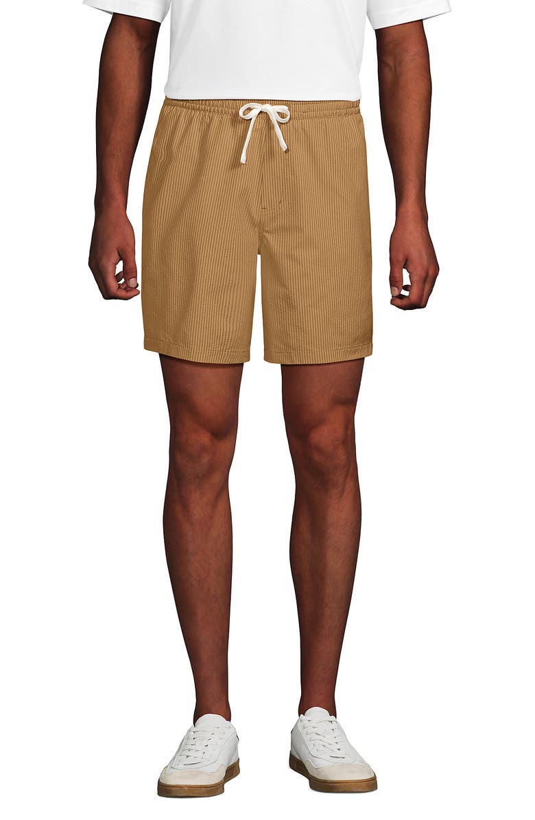 Lands' End 7" Seersucker Beach to Boardwalk Pull On Shorts, Main, color,