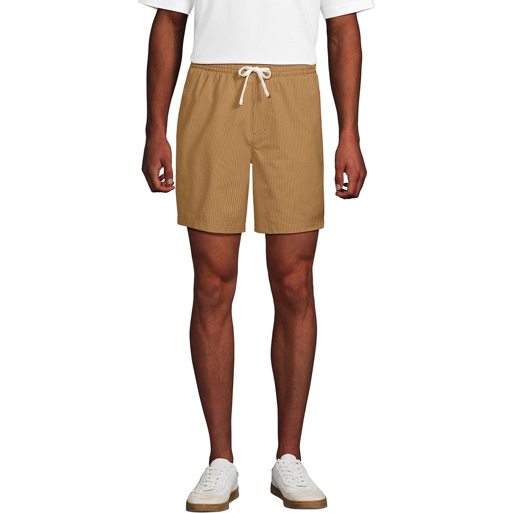 LANDS' END LANDS' END 7" SEERSUCKER BEACH TO BOARDWALK PULL ON SHORTS