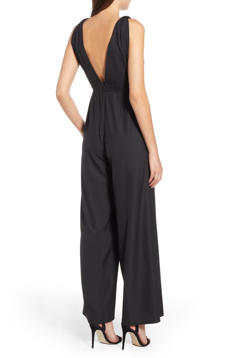Deep V Jumpsuit, Alternate, color, BLACK