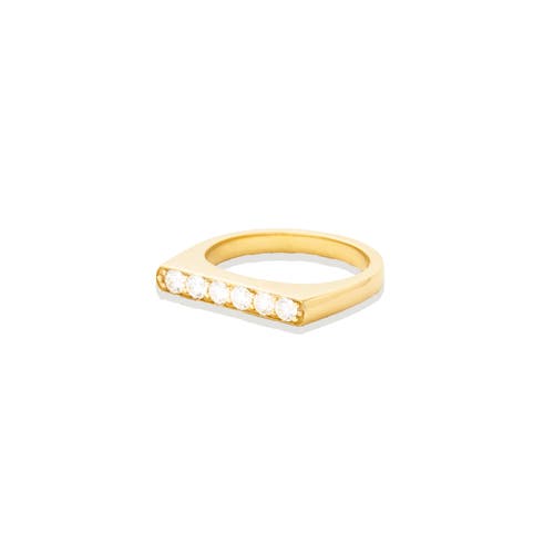 Campbell + Charlotte Edge Straight Stacking Ring In Gold