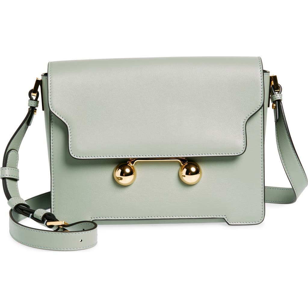 Marni Medium Trunkaroo Leather Shoulder Bag In Light/grey