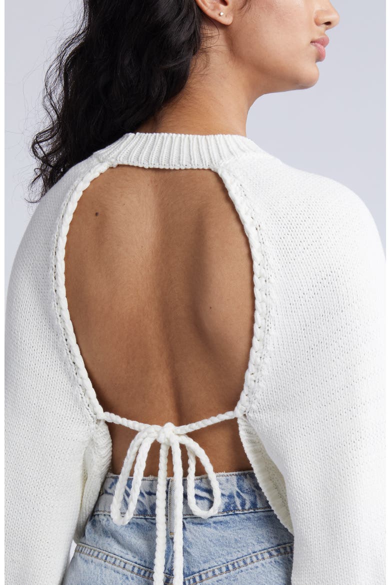 Open Back Crewneck Sweater, Alternate, color, IVORY