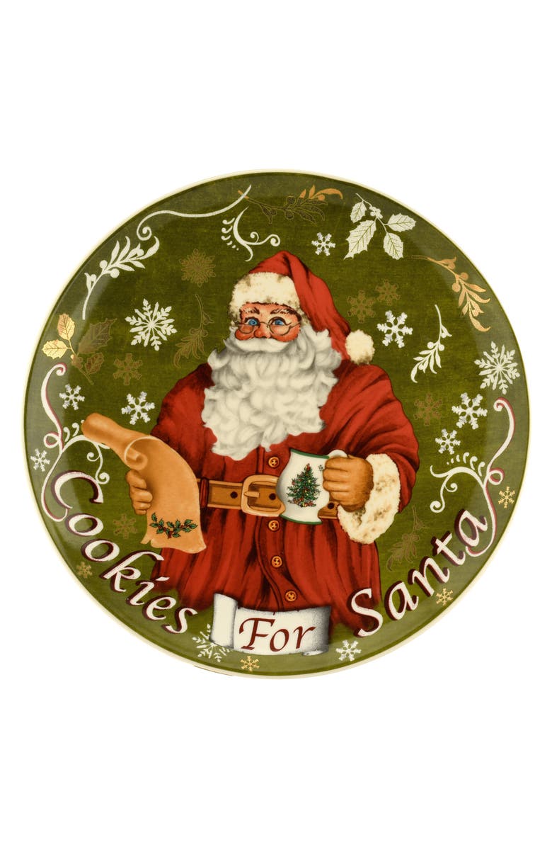 Spode Christmas Tree Plate & Milk Bottle Set, Alternate, color, Green