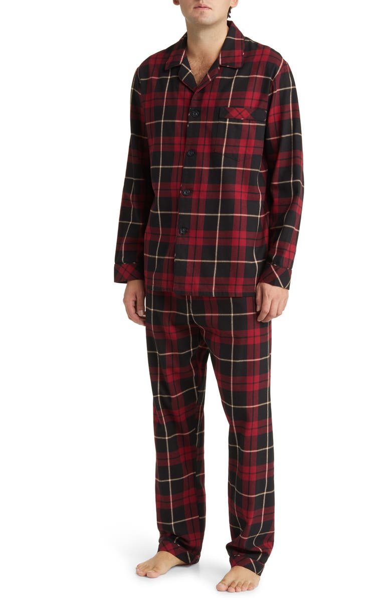 Majestic International Plaid Flannel Pajamas, Main, color, 