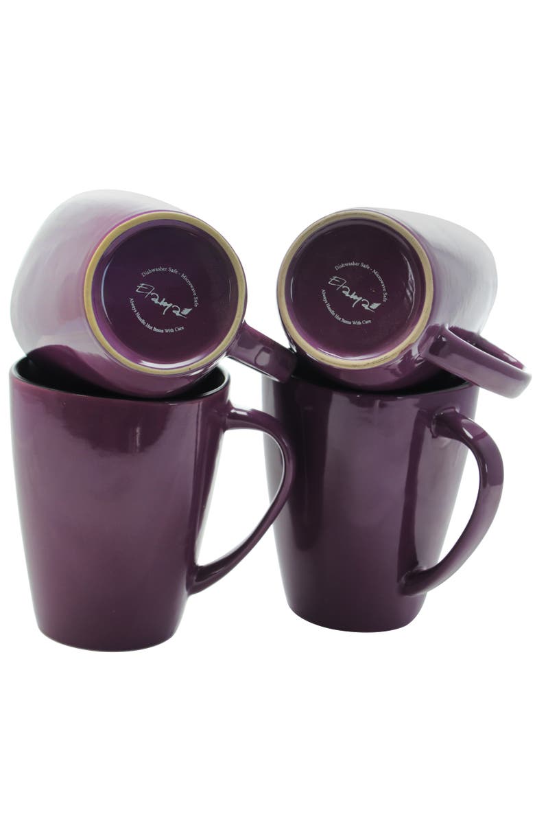 Elama Mulberry 14 oz Stoneware Mugs , Set of 6, Alternate, color, Purple