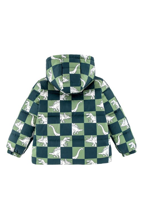 Calonie Kids' Alex Reversible Down Hooded Puffer Jacket In Green
