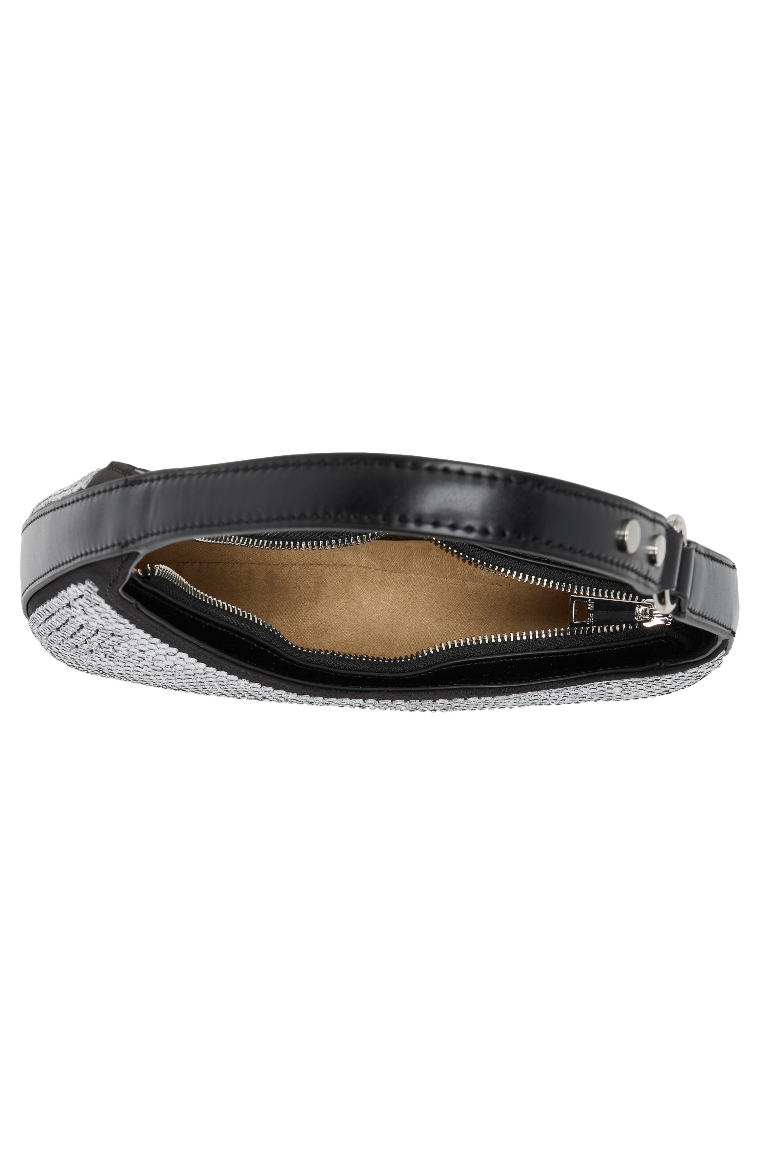 Harlee Crystal Faux Leather Shoulder Bag, Alternate, color, BLACK