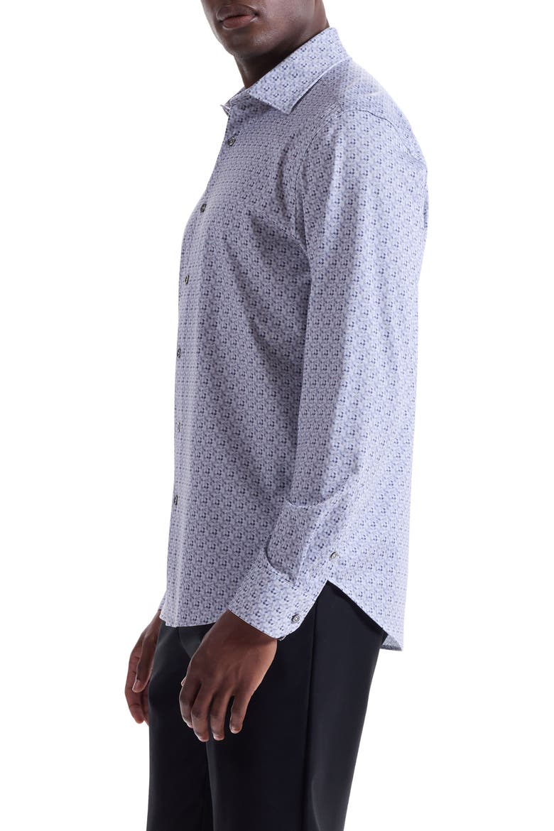 James OoohCotton® Floral Check Print Button-Up Shirt, Alternate, color, PLATINUM