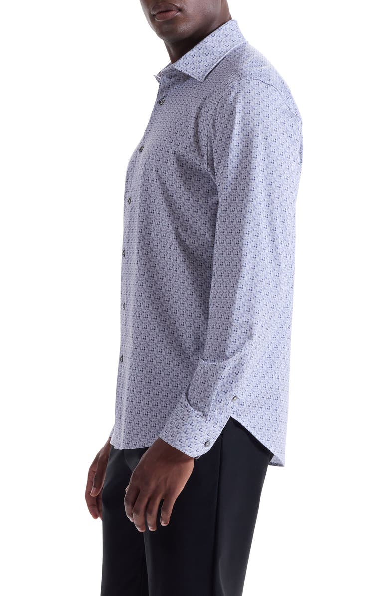 Bugatchi James OoohCotton<sup>®</sup> Floral Check Print Button-Up Shirt, Alternate, color, Platinum