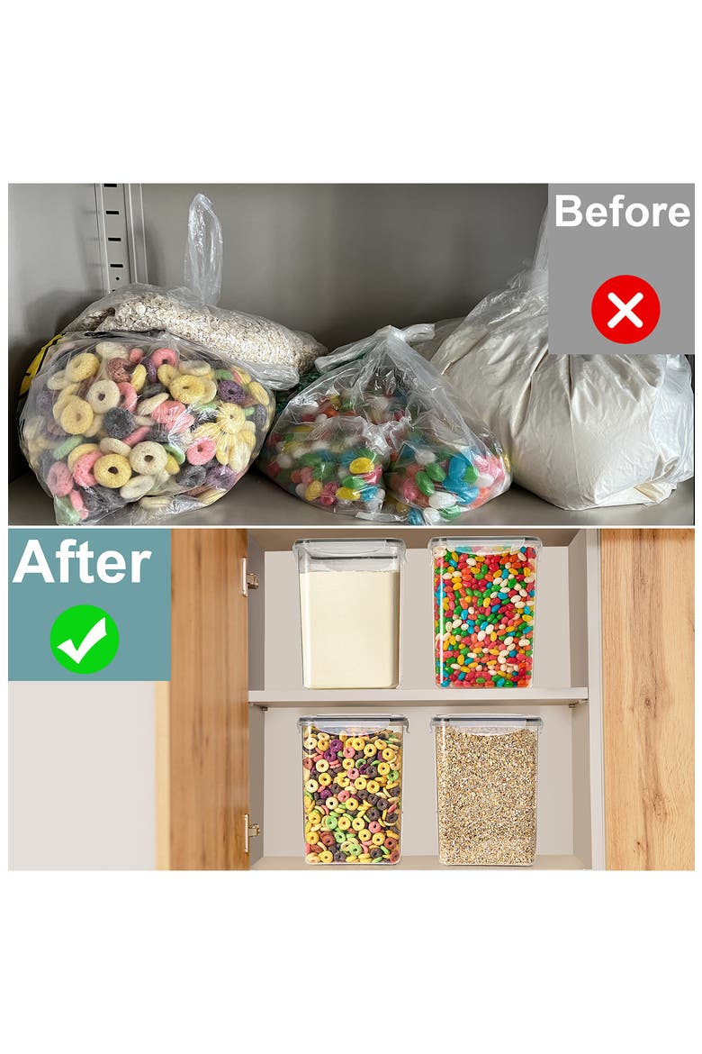 4-Pack Airtight Dry Food Storage Containers, Alternate, color, CLEAR