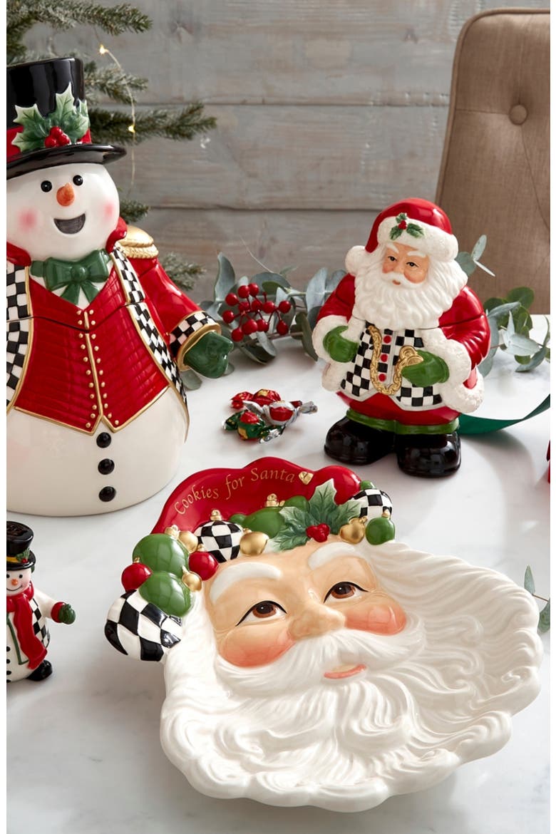 Christmas Tree Santa Cookie Plate, Alternate, color, GREEN