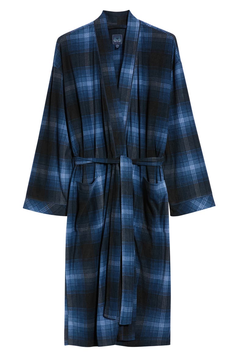 Textured Microfleece Kimono Robe, Alternate, color, BLUE