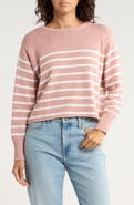 Vigoss Stripe Boxy Crop Cotton Blend Sweater