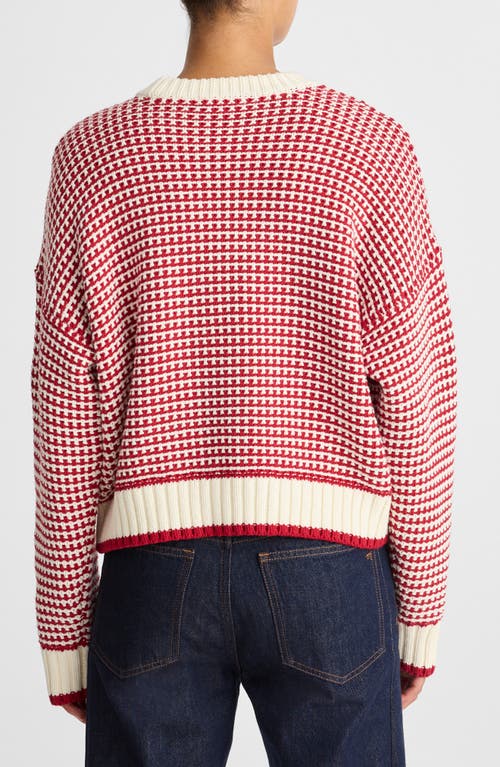 Madewell Textured Stitch Cotton Crewneck Sweater In Red
