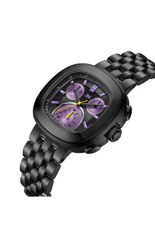 Jbw Coast Lab-created Diamond Bracelet Chronograph Watch, 38mm In Ip Black