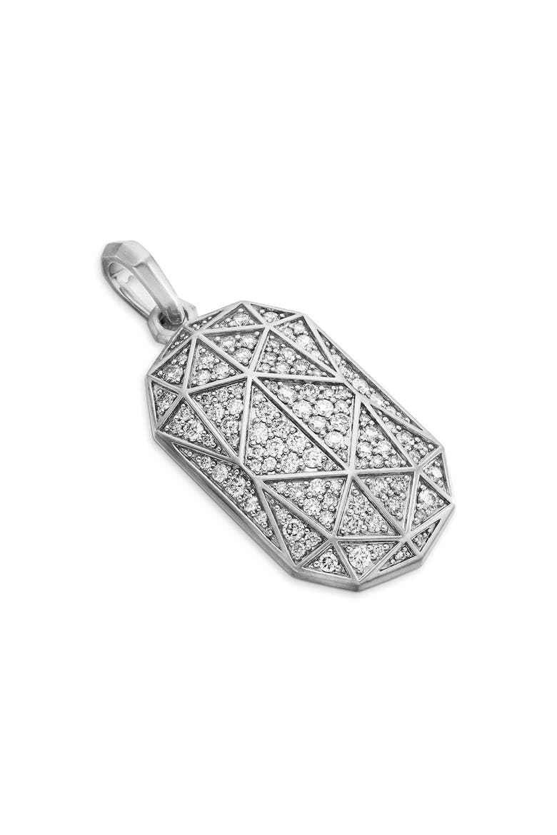 Torqued Faceted Amulet in Sterling Silver with Pavé Diamonds, Alternate, color, STERLING SILVER