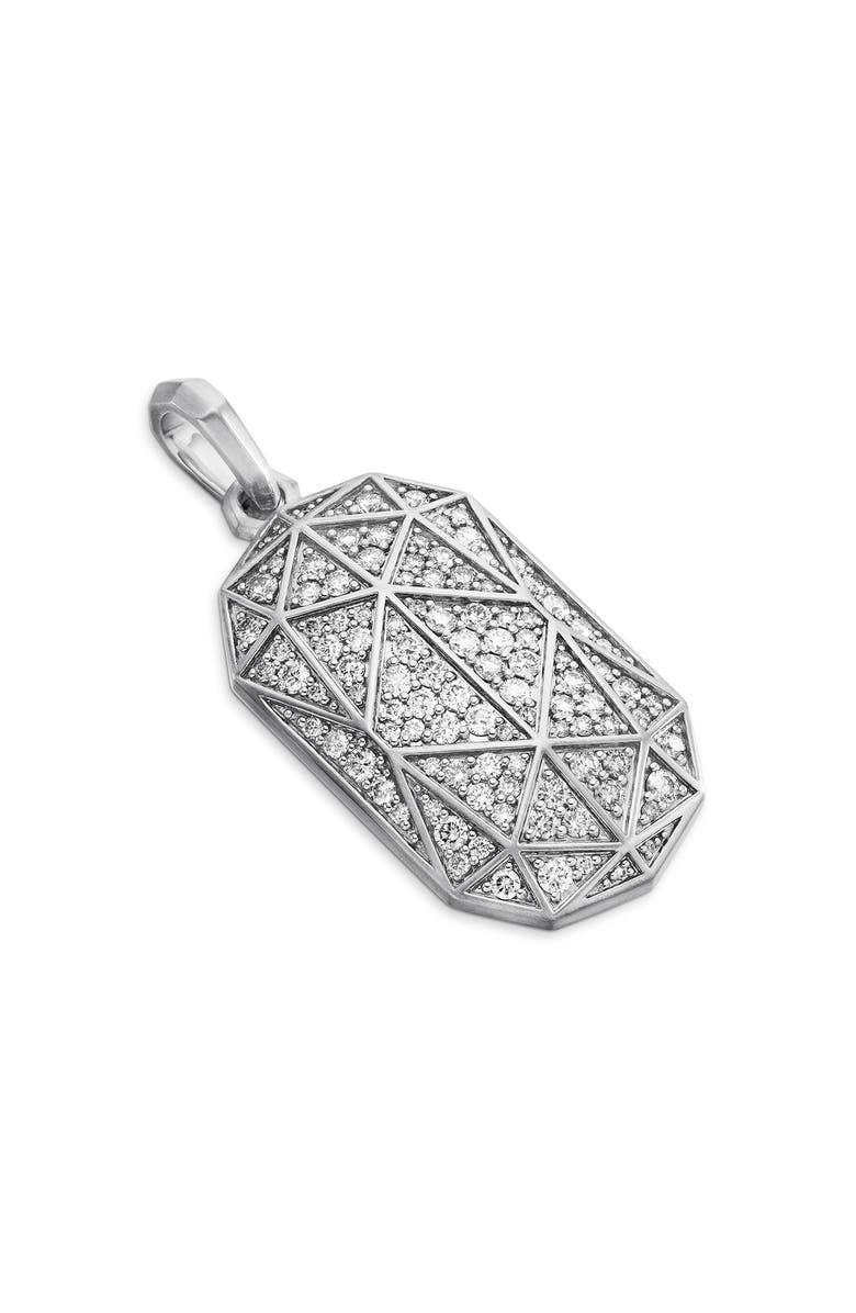 David Yurman Torqued Faceted Amulet in Sterling Silver with Pavé Diamonds, Alternate, color, Sterling Silver