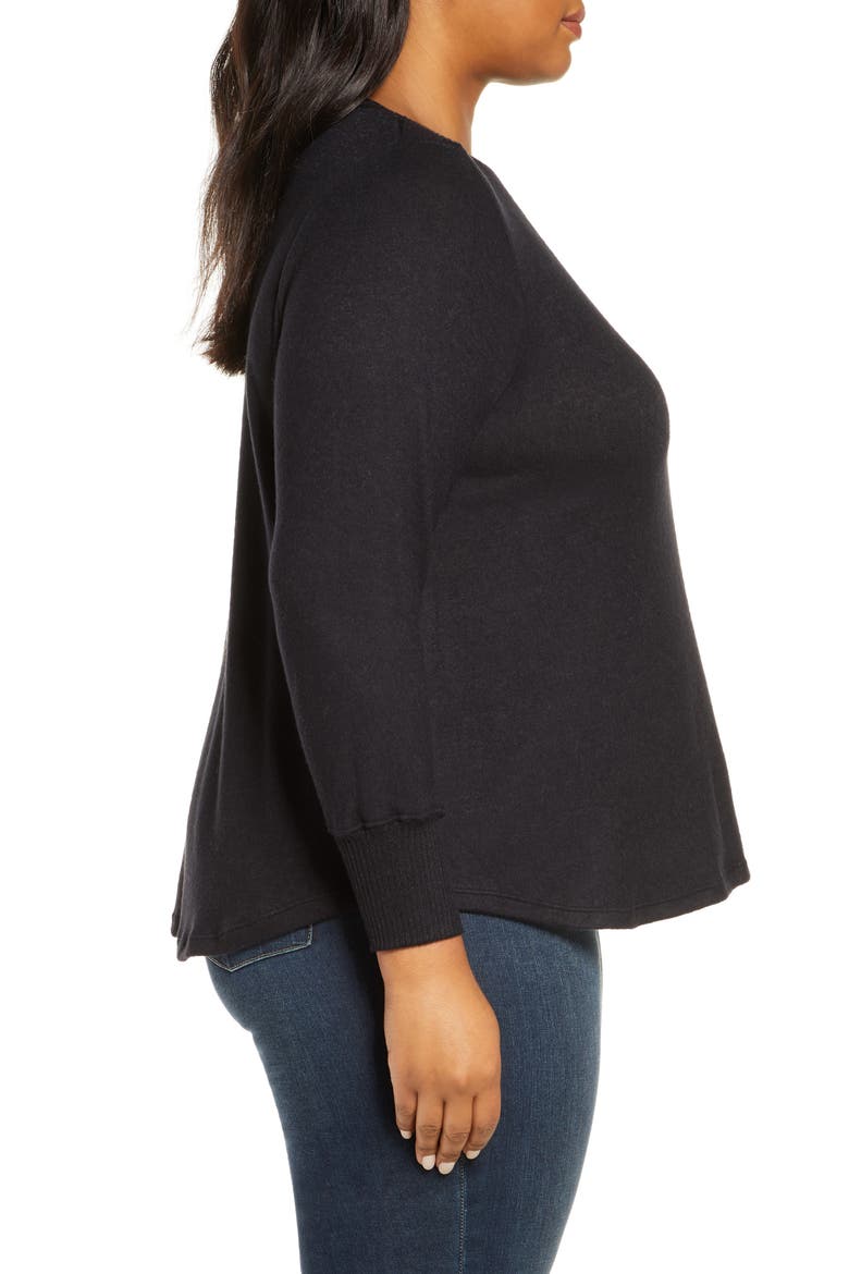 Cozy Button Detail Brushed Sweater, Alternate, color, BLACK
