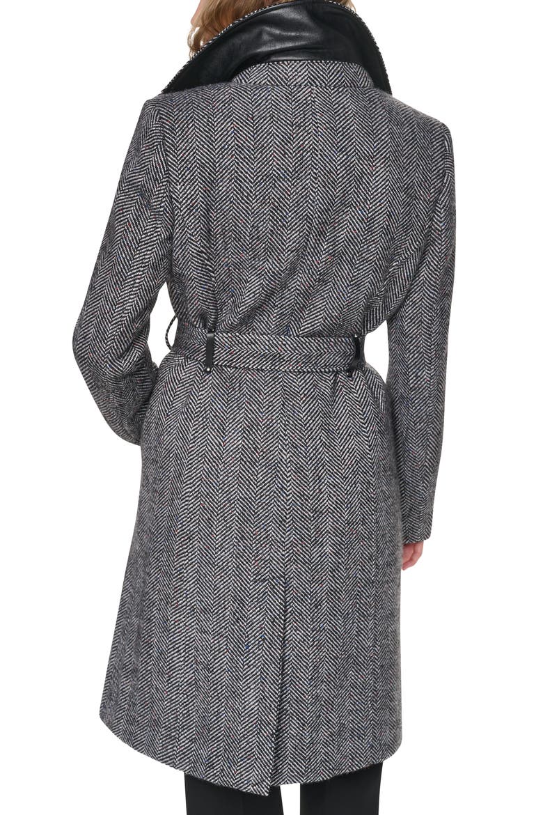 Herringbone Wool Blend Coat with Bib, Alternate, color, HERRINGBONE