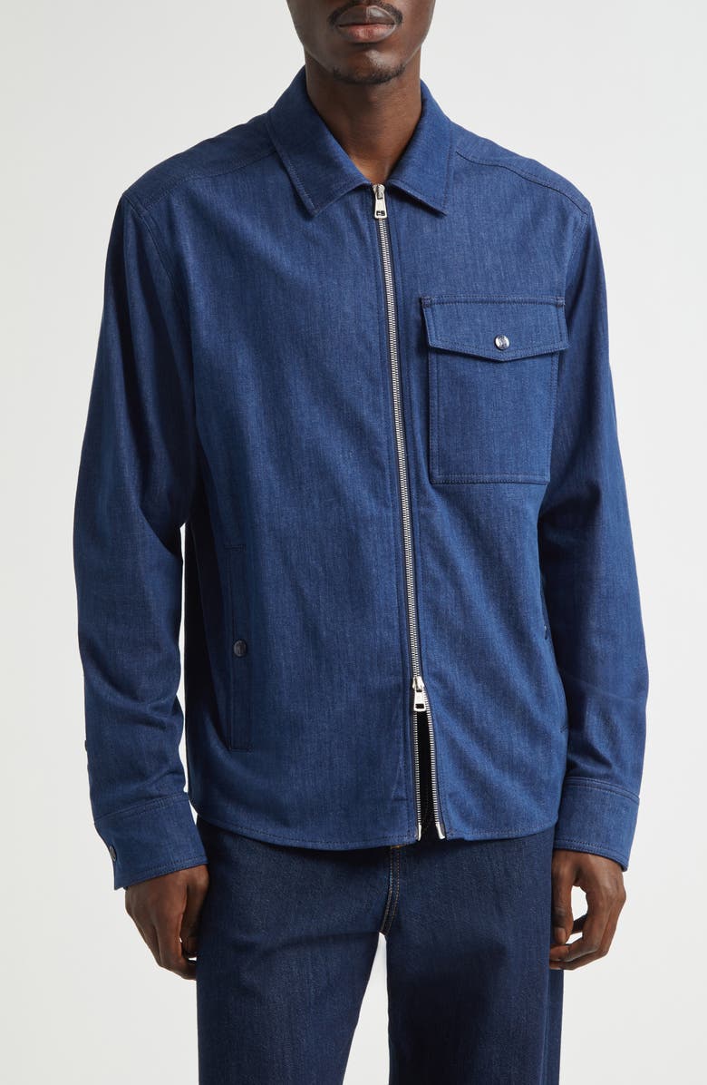 Moncler Denim Shirt Jacket, Main, color, 