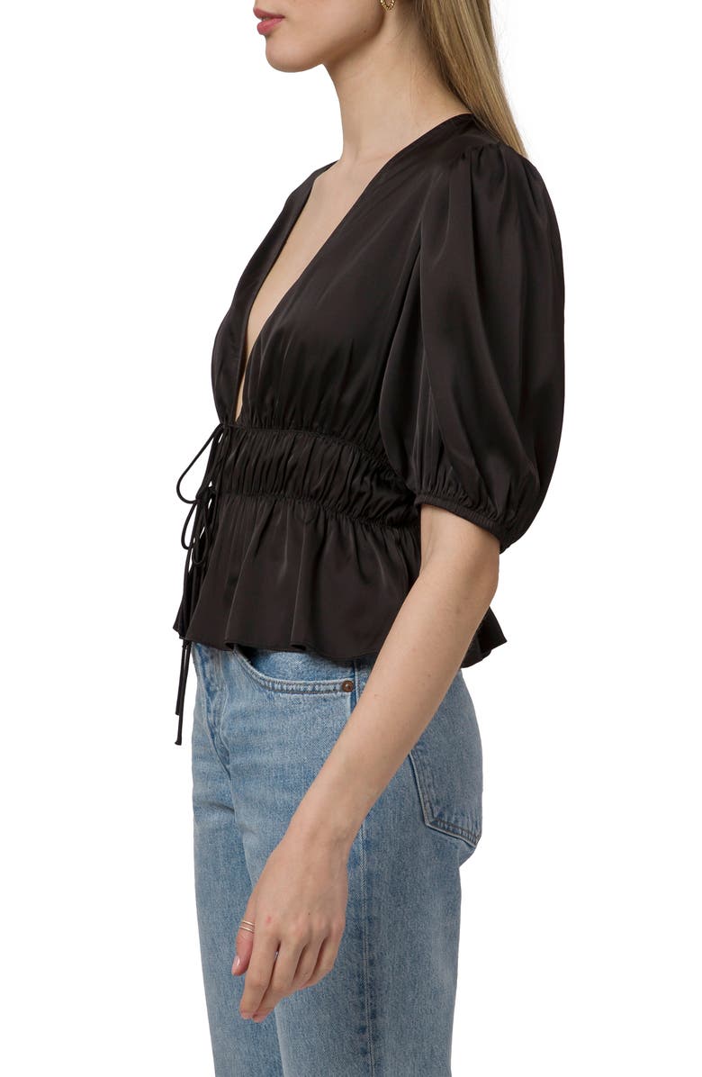 WAYF Tie Front Peplum Top, Alternate, color,