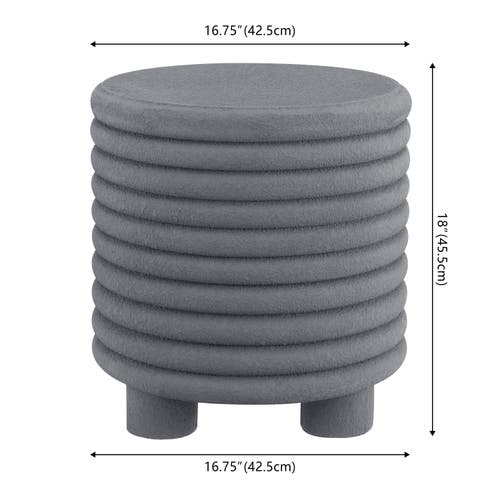 Jonathan Y Evans 18" Minimalist Modern 3-legged Drum Accent Table, White Frosted In Gray Frosted