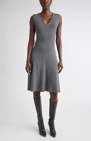 ST. JOHN Sleeveless Engineered Godet Fit & Flare Dress